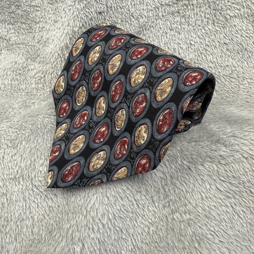 Christian Dior Cravates Silk Tie Mens Multicolor Geometric Pattern Necktie VTG